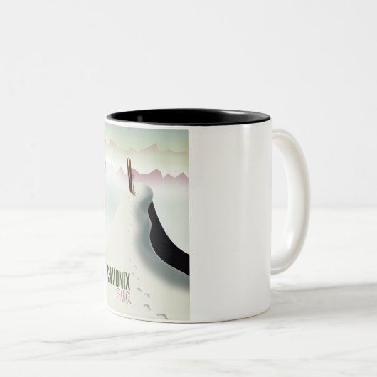 Chamonix France skiposter Tweekleurige Koffiemok (Voorkant rechts)