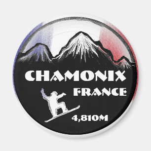 Chamonix France vlag snowboard art magnet