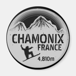 Chamonix France zwarte snowboard art magnet