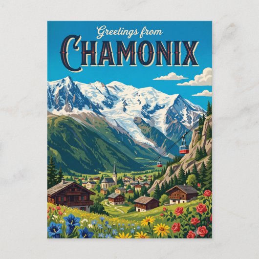 Chamonix Frankrijk Briefkaart (Voorkant)
