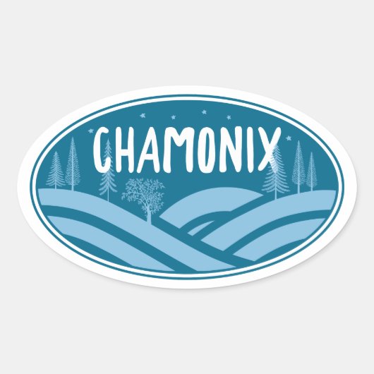 Chamonix Frankrijk Buitenshuis Ovale Sticker (Voorkant)