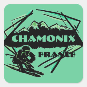 Chamonix Frankrijk groene ski logo kunst stickers