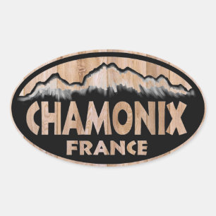 Chamonix Frankrijk houten teken ovale stickers
