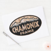 Chamonix Frankrijk houten teken ovale stickers (Envelop)