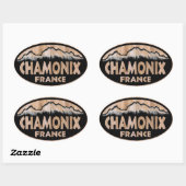 Chamonix Frankrijk houten teken ovale stickers (Vel)