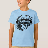 Chamonix Frankrijk jongens blauw ski logo kunst t-