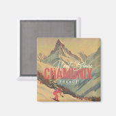 Chamonix Frankrijk  Mont Blanc Skiën jaren 1950 Magneet (Voorkant / Achterkant)