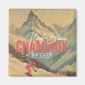 Chamonix Frankrijk  Mont Blanc Skiën jaren 1950 Magneet (Voorkant)
