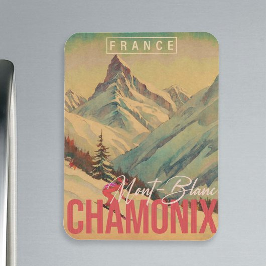 Chamonix Frankrijk  Mont Blanc Skiën jaren 1950 Magneet