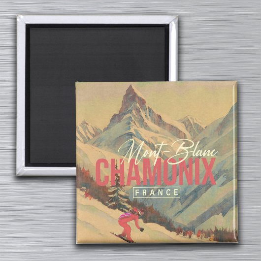 Chamonix Frankrijk  Mont Blanc Skiën jaren 1950 Magneet