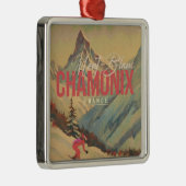 Chamonix Frankrijk Mont Blanc Skiën jaren 1950 Metalen Ornament (Rechts)