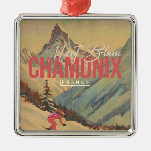 Chamonix Frankrijk Mont Blanc Skiën jaren 1950 Metalen Ornament (Voorkant)