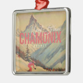 Chamonix Frankrijk Mont Blanc Skiën jaren 1950 Metalen Ornament (Links)
