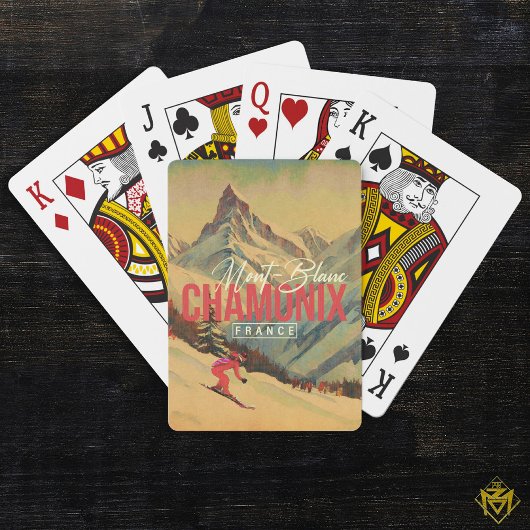 Chamonix Frankrijk Mont Blanc Skiën jaren 1950 Pokerkaarten