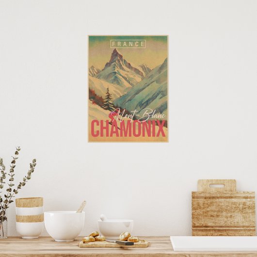 Chamonix Frankrijk Mont Blanc Skiën jaren 1950 Poster (Keuken)