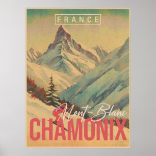 Chamonix Frankrijk  Mont Blanc Skiën jaren 1950 Poster