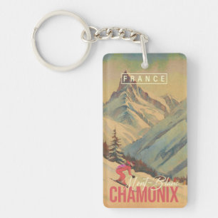Chamonix Frankrijk  Mont Blanc Skiën jaren 1950 Sleutelhanger