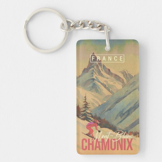Chamonix Frankrijk  Mont Blanc Skiën jaren 1950 Sleutelhanger (Voorkant)