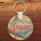 Chamonix Frankrijk  Mont Blanc Skiën jaren 1950 Sleutelhanger (Voorkant)