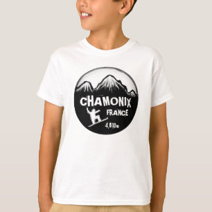 Chamonix Frankrijk oranje snowboard kunst jongens  T-shirt