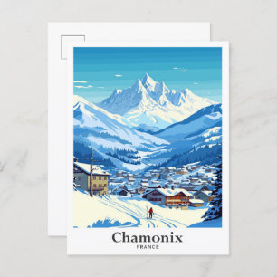 Chamonix Frankrijk Reizen Kunst Vintage Illustrati Briefkaart