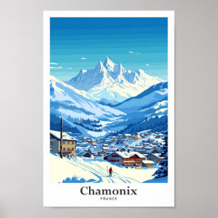 Chamonix Frankrijk Reizen Kunst Vintage Illustrati Poster
