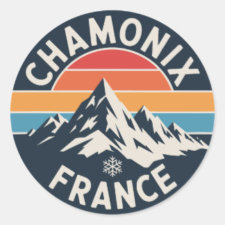 Chamonix Frankrijk Retro Berg Badge Ronde Sticker