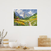 Chamonix, Frankrijk Retro Berg Poster (Keuken)
