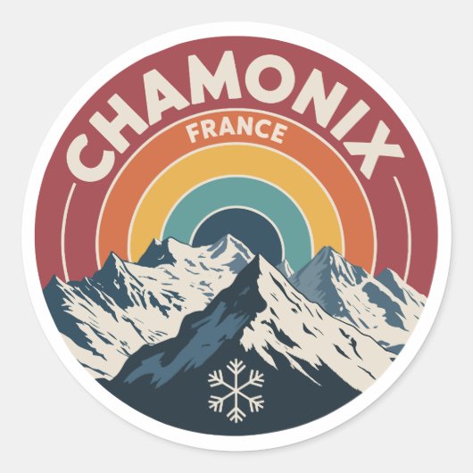 Chamonix Frankrijk Retro Berg Sticker (Voorkant)