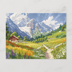 Chamonix, Frankrijk Retro Mountain Travel Briefkaart