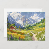 Chamonix, Frankrijk Retro Mountain Travel Briefkaart (Voorkant / Achterkant)