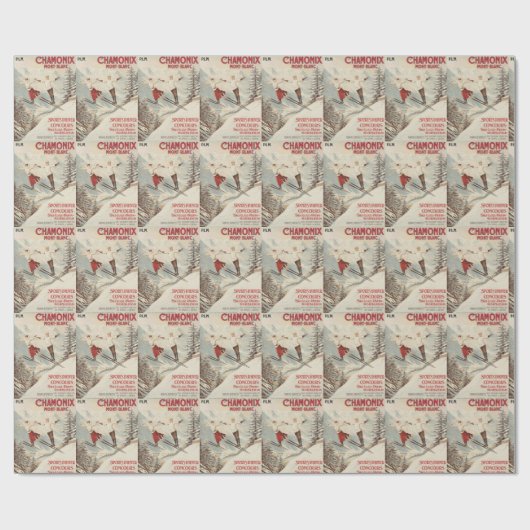 Chamonix Frankrijk Retro Ski Reizen Cadeaupapier (Vlak)