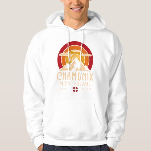 Chamonix Frankrijk Retro Sunset Skiën Souvenirs 80 Hoodie (Voorkant)