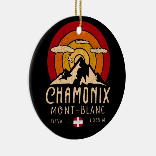 Chamonix Frankrijk Retro Sunset Skiën Souvenirs 80 Keramisch Ornament (Rechts)