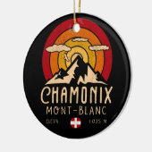 Chamonix Frankrijk Retro Sunset Skiën Souvenirs 80 Keramisch Ornament (Links)