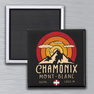 Chamonix Frankrijk Retro Sunset Skiën Souvenirs 80 Magneet
