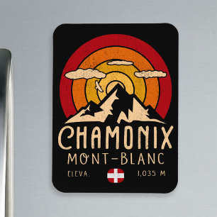 Chamonix Frankrijk Retro Sunset Skiën Souvenirs 80 Magneet