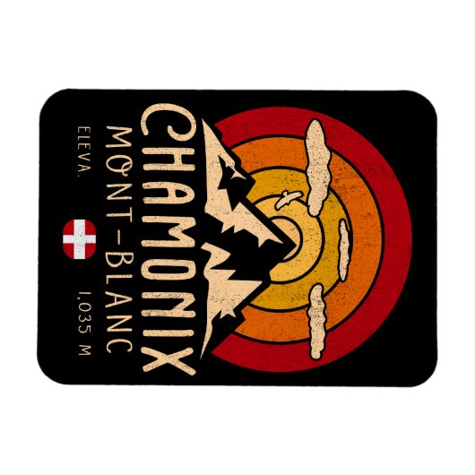 Chamonix Frankrijk Retro Sunset Skiën Souvenirs 80 Magneet (Horizontaal)