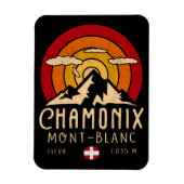 Chamonix Frankrijk Retro Sunset Skiën Souvenirs 80 Magneet (Verticaal)