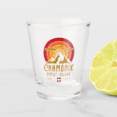 Chamonix Frankrijk Retro Sunset Skiën Souvenirs 80 Shot Glas (Voorkant)