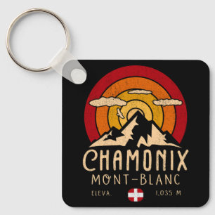 Chamonix Frankrijk Retro Sunset Skiën Souvenirs 80 Sleutelhanger