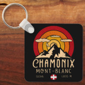 Chamonix Frankrijk Retro Sunset Skiën Souvenirs 80 Sleutelhanger (Voorkant)