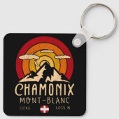 Chamonix Frankrijk Retro Sunset Skiën Souvenirs 80 Sleutelhanger (Achterkant)