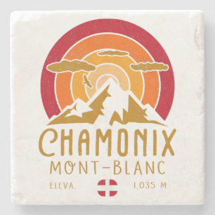 Chamonix Frankrijk Retro Sunset Skiën Souvenirs 80 Stenen Onderzetter