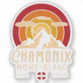 Chamonix Frankrijk Retro Sunset Skiën Souvenirs 80 Sticker (Voorkant)