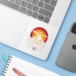 Chamonix Frankrijk Retro Sunset Skiën Souvenirs 80 Sticker