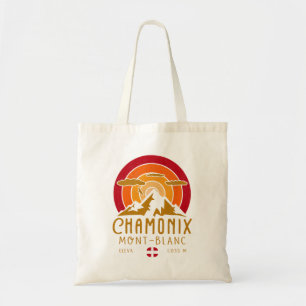 Chamonix Frankrijk Retro Sunset Skiën Souvenirs 80 Tote Bag
