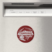 Chamonix Frankrijk rode ski logo art magneet (Insitu (Vaatwasser))