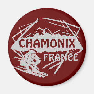 Chamonix Frankrijk rode ski logo art magneet