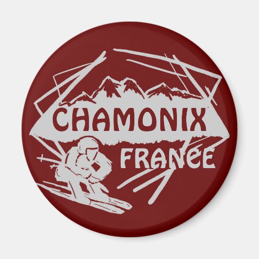Chamonix Frankrijk rode ski logo art magneet (Voorkant)